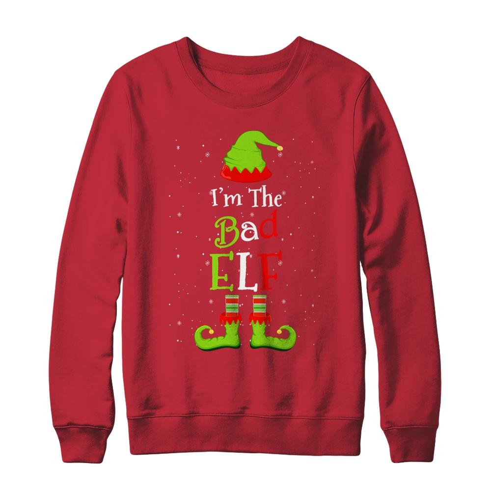 I'm The Bad Elf Family Matching Funny Christmas Group Gift-T-Shirt & Sweatshirt-Crewneck Sweatshirt-Red