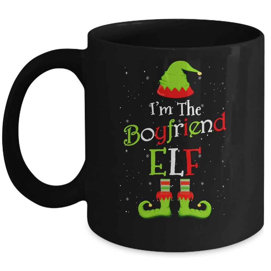 I'm The Boyfriend Elf Family Matching Funny Christmas Group Gift Mug-Coffee Mug-Mug-Black