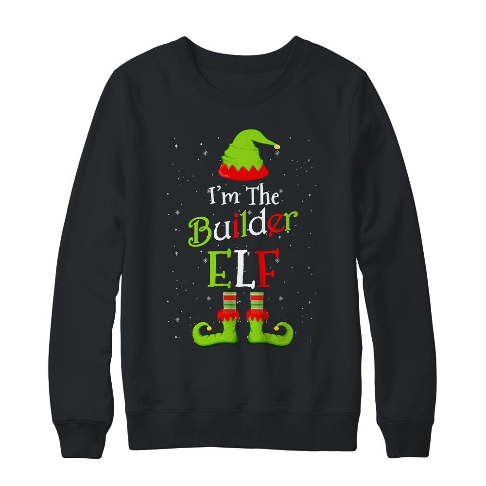 I'm The Builder Elf Family Matching Funny Christmas Group Gift-T-Shirt & Sweatshirt-Crewneck Sweatshirt-Black