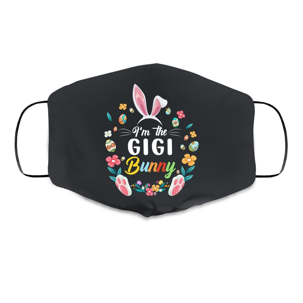 I'm The Gigi Bunny Matching Family Easter Party Cloth Face Mask-Cloth Face Mask-Cloth Face Mask-Black