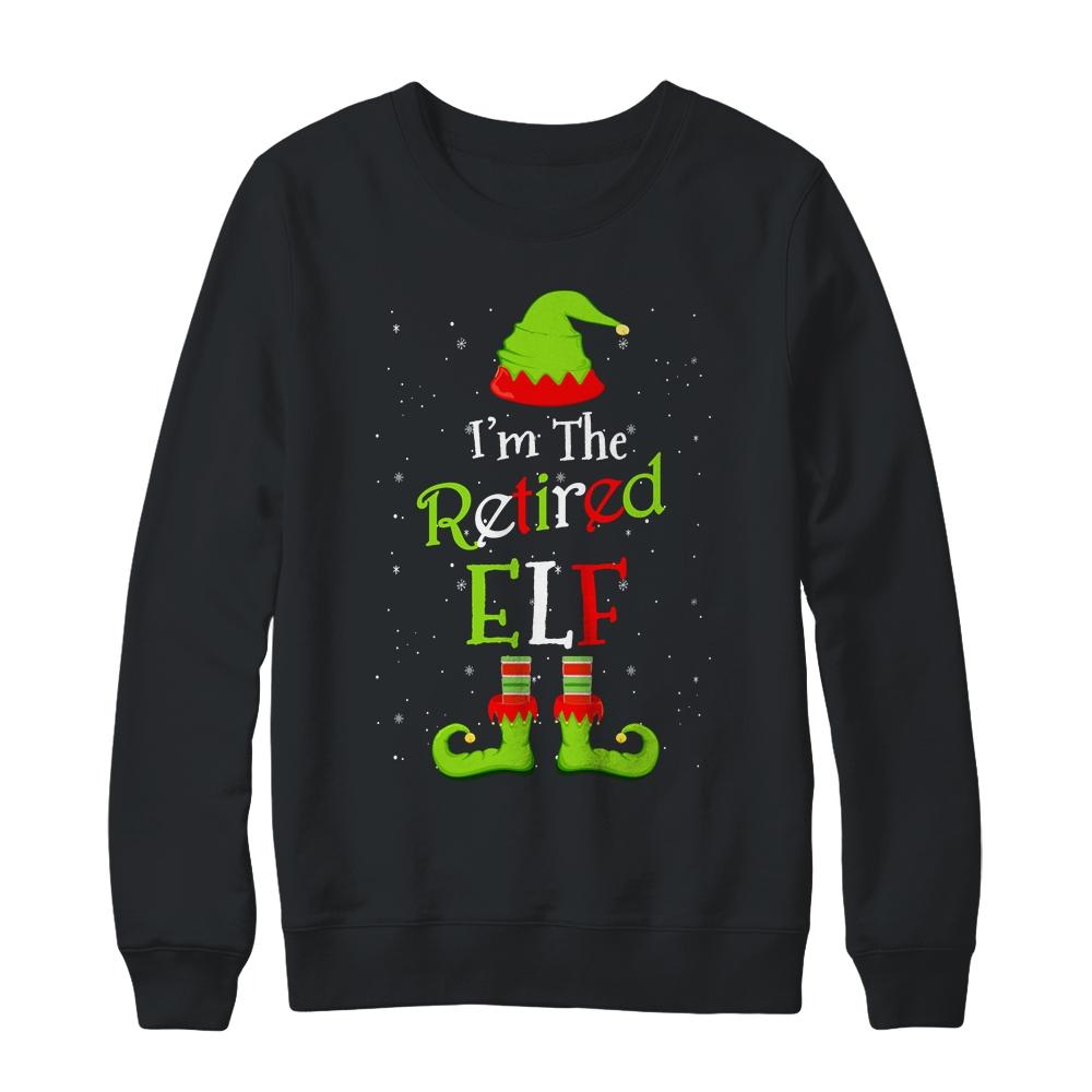 I'm The Retired Elf Family Matching Funny Christmas Group Gift-T-Shirt & Sweatshirt-Crewneck Sweatshirt-Black
