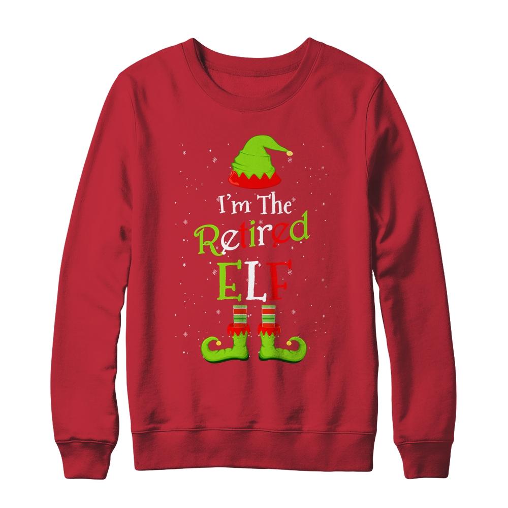 I'm The Retired Elf Family Matching Funny Christmas Group Gift-T-Shirt & Sweatshirt-Crewneck Sweatshirt-Red