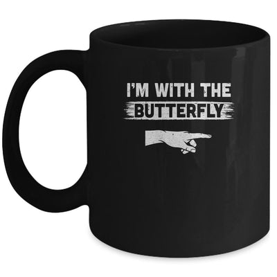 I'm With The Butterfly Halloween Costume Party Matching Couples Mug-Coffee Mug-Mug-Black