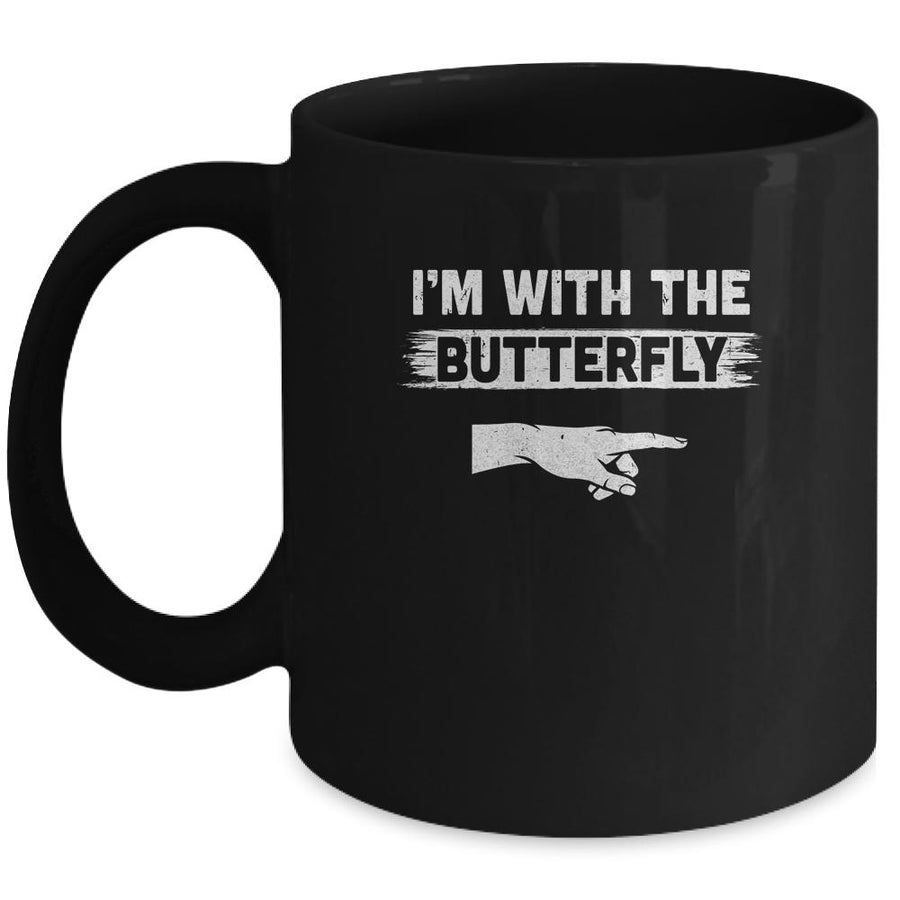 I'm With The Butterfly Halloween Costume Party Matching Couples Mug-Coffee Mug-Mug-Black