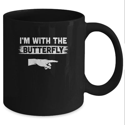 I'm With The Butterfly Halloween Costume Party Matching Couples Mug-Coffee Mug-Mug-Black