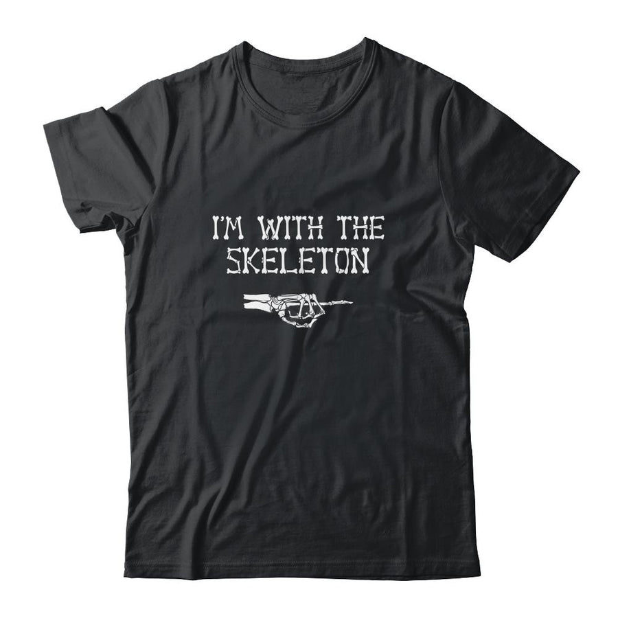 I'm With The Skeleton Halloween Costume Party Matching Couples-T-Shirt & Long Sleeve-Classic T-Shirt-Black