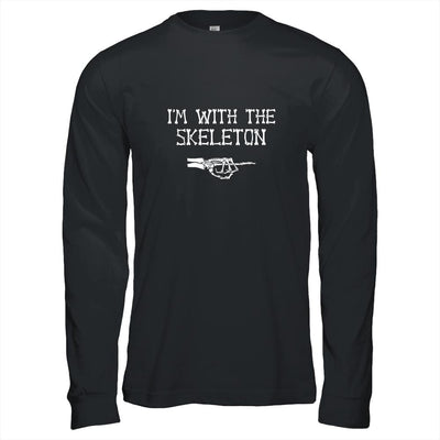I'm With The Skeleton Halloween Costume Party Matching Couples-T-Shirt & Long Sleeve-Long Sleeve T-Shirt-Black