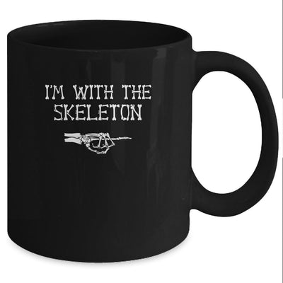 I'm With The Skeleton Halloween Costume Party Matching Couples Mug-Coffee Mug-Mug-Black