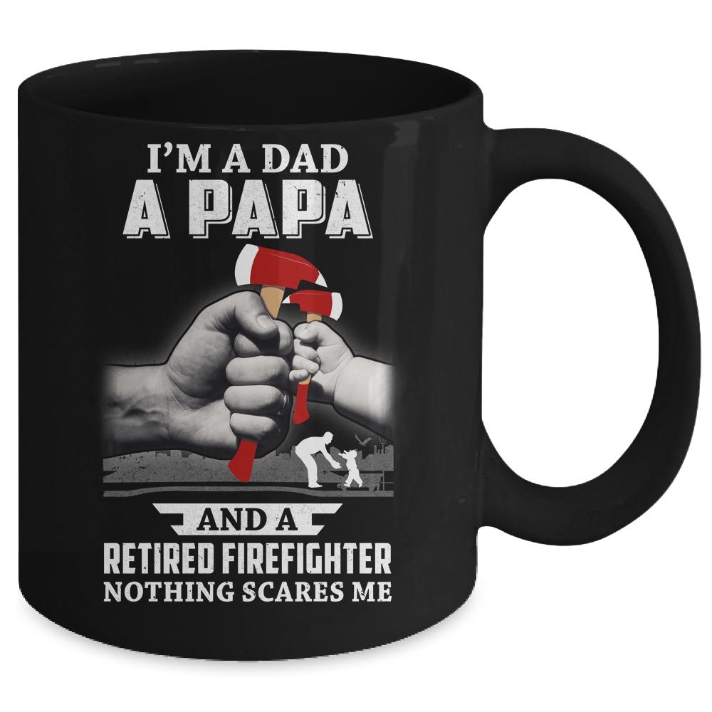 Im A Dad Papa Retired Firefighter Gifts Fathers Day Mug-Coffee Mug-Mug-Black