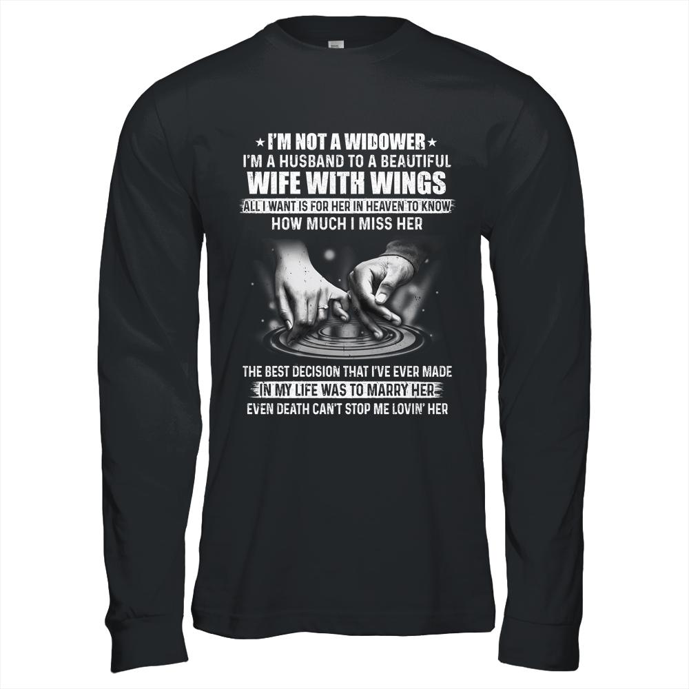 Im A Husband To A Beautiful Wife With Wings-T-Shirt & Hoodie-Long Sleeve T-Shirt-Black
