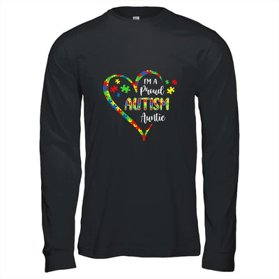 Im A Proud Autism Auntie Love Heart Autism Awareness-T-Shirt & Hoodie-Long Sleeve T-Shirt-Black