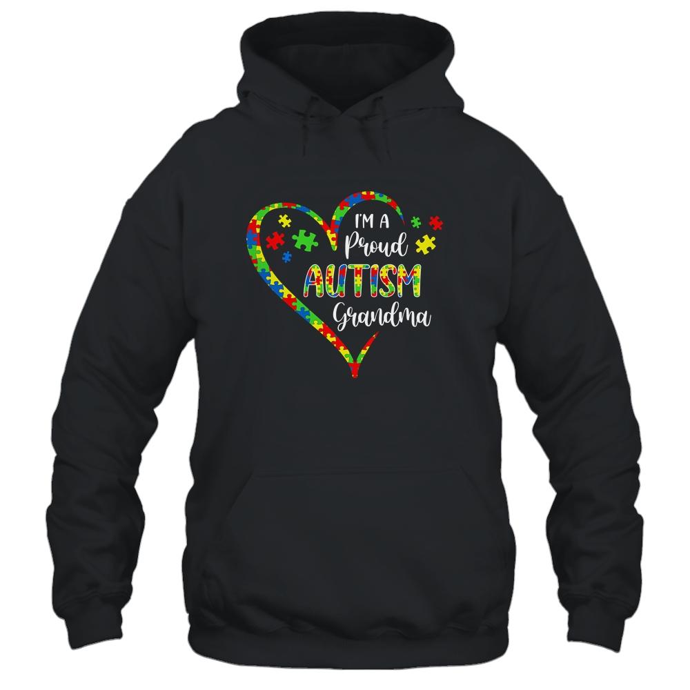 Im A Proud Autism Grandma Love Heart Autism Awareness-T-Shirt & Hoodie-Pullover Hoodie-Black