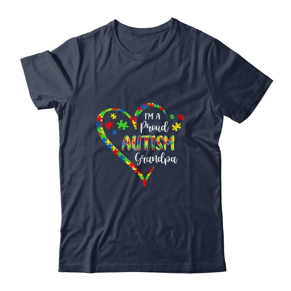 Im A Proud Autism Grandpa Love Heart Autism Awareness-T-Shirt & Hoodie-Classic T-Shirt-Navy