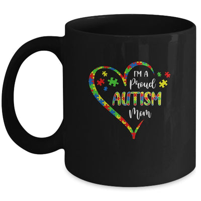 Im A Proud Autism Mom Love Heart Autism Awareness Mug-Coffee Mug-Mug-Black