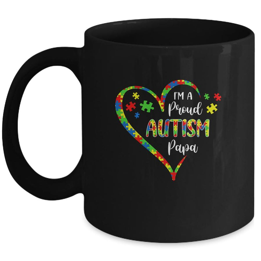 Im A Proud Autism Papa Love Heart Autism Awareness Mug-Coffee Mug-Mug-Black