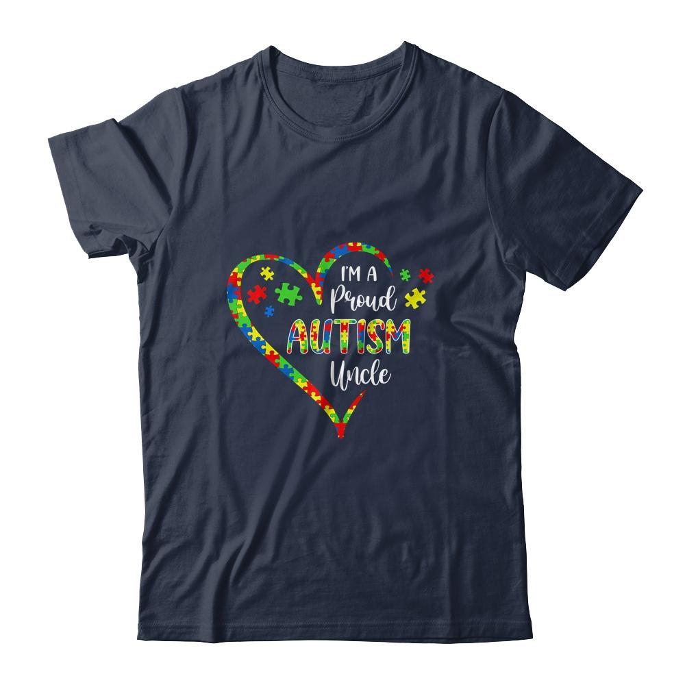 Im A Proud Autism Uncle Love Heart Autism Awareness-T-Shirt & Hoodie-Classic T-Shirt-Navy