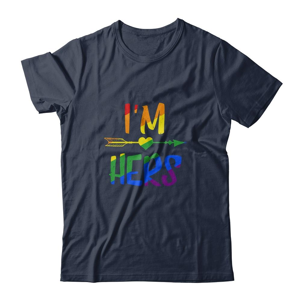 Im Hers Shes Mine Lesbian Couple Matching LGBT Pride-T-Shirt & Hoodie-Classic T-Shirt-Navy