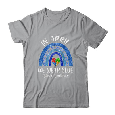 In April We Wear Blue Autism Rainbow Awareness Month Puzzle-T-Shirt & Hoodie-Classic T-Shirt-Sport Grey
