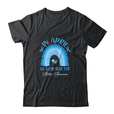 In April We Wear Blue For Autism Awareness Hands In Heart-T-Shirt & Hoodie-Classic T-Shirt-Black