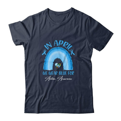 In April We Wear Blue For Autism Awareness Hands In Heart-T-Shirt & Hoodie-Classic T-Shirt-Navy
