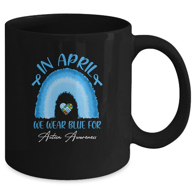 In April We Wear Blue For Autism Awareness Hands In Heart Mug-Coffee Mug-