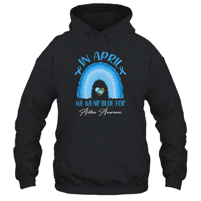 In April We Wear Blue For Autism Awareness Hands In Heart-T-Shirt & Hoodie-Pullover Hoodie-Black
