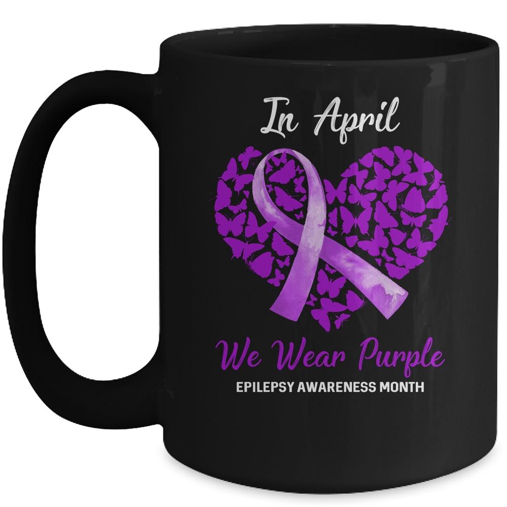 In April We Wear Purple Epilepsy Awareness Month Mug-Coffee Mug-Mug-Black