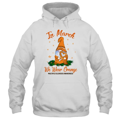 In March We Wear Orange Gnome Multiple Sclerosis Awareness-T-Shirt & Hoodie-Pullover Hoodie-White