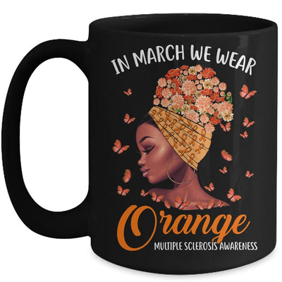 In March We Wear Orange Multiple Sclerosis Afro Black Women Mug-Coffee Mug-Mug-Black