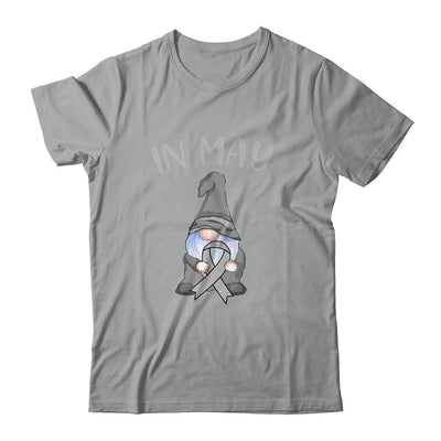 In May We Wear Gray Brain Cancer Awareness Ribbon Gnome-T-Shirt & Hoodie-Classic T-Shirt-Sport Grey