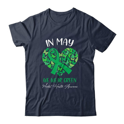 In May We Wear Green For Mental Health Awareness-T-Shirt & Hoodie-Classic T-Shirt-Navy