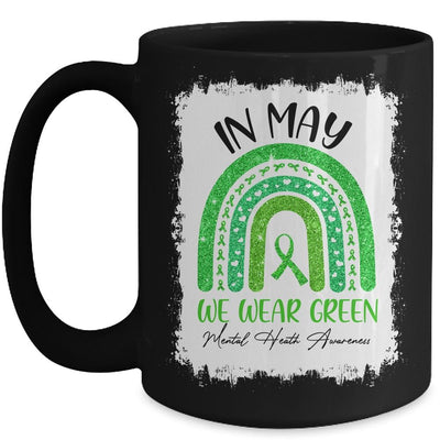 In May We Wear Green Ribbon Mental Health Awareness Rainbow Mug-Coffee Mug-Mug-Black