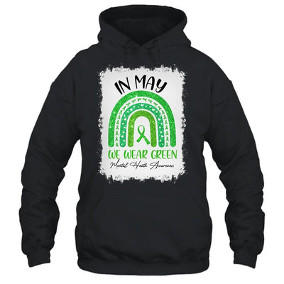 In May We Wear Green Ribbon Mental Health Awareness Rainbow-T-Shirt & Hoodie-Pullover Hoodie-Black