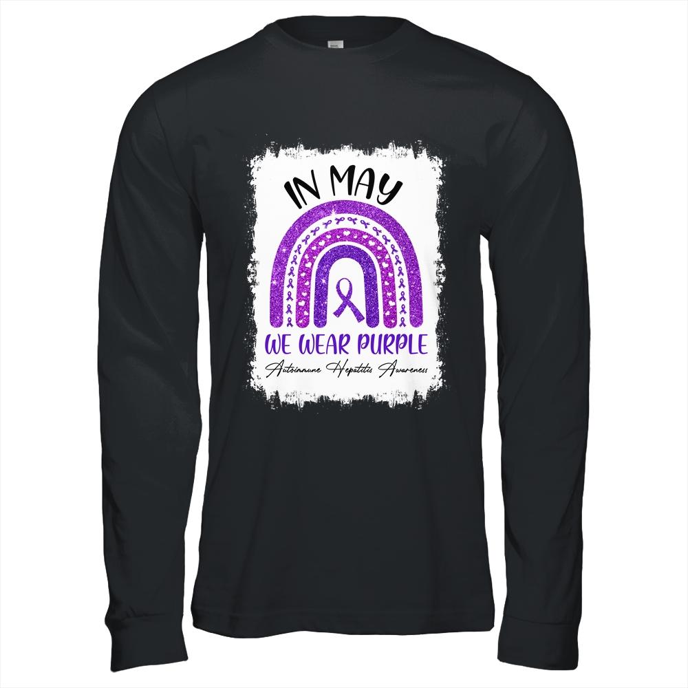 In May We Wear Purple Autoimmune Hepatitis Awareness Rainbow-T-Shirt & Hoodie-Long Sleeve T-Shirt-Black
