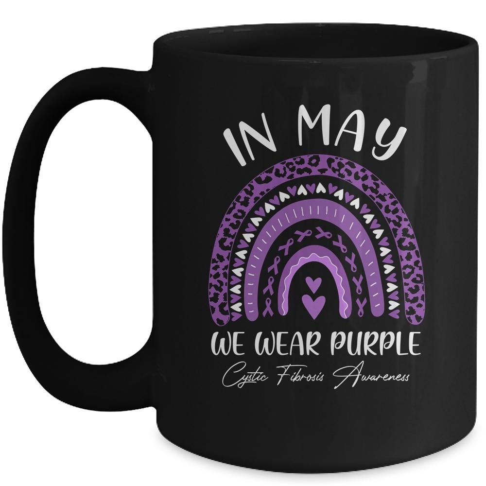 In May We Wear Purple Cystic Fibrosis Awareness Rainbow Mug-Coffee Mug-Mug-Black