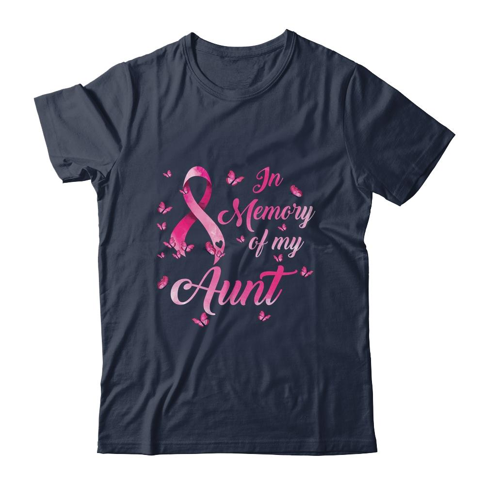 In Memory Of My Aunt Butterfly Breast Cancer Awareness-T-Shirt & Hoodie-Classic T-Shirt-Navy