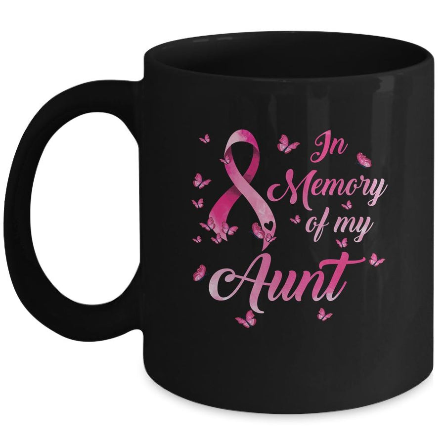 In Memory Of My Aunt Butterfly Breast Cancer Awareness Mug-Coffee Mug-Mug-Black