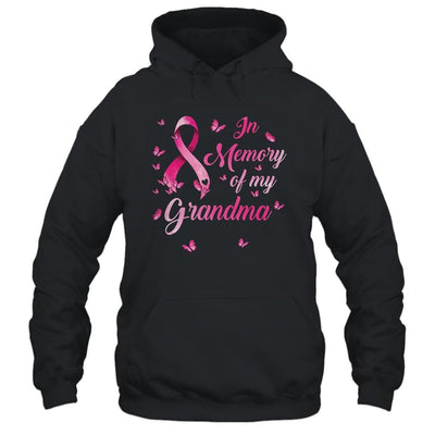 In Memory Of My Grandma Butterfly Breast Cancer Awareness-T-Shirt & Hoodie-Pullover Hoodie-Black