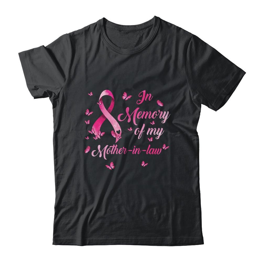 In Memory Of My Mother-In-Law Butterfly Breast Cancer Awareness-T-Shirt & Hoodie-Classic T-Shirt-Black