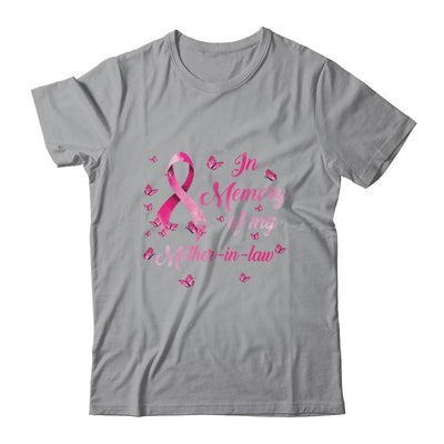 In Memory Of My Mother-In-Law Butterfly Breast Cancer Awareness-T-Shirt & Hoodie-Classic T-Shirt-Sport Grey