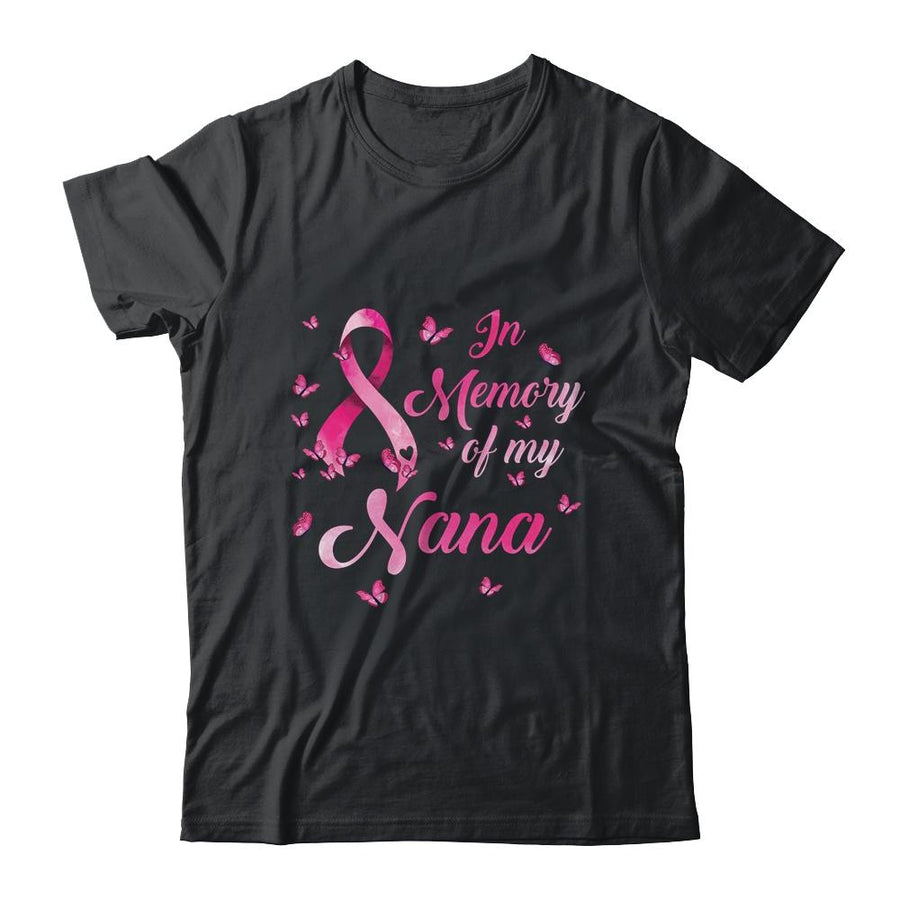In Memory Of My Nana Butterfly Breast Cancer Awareness-T-Shirt & Hoodie-Classic T-Shirt-Black