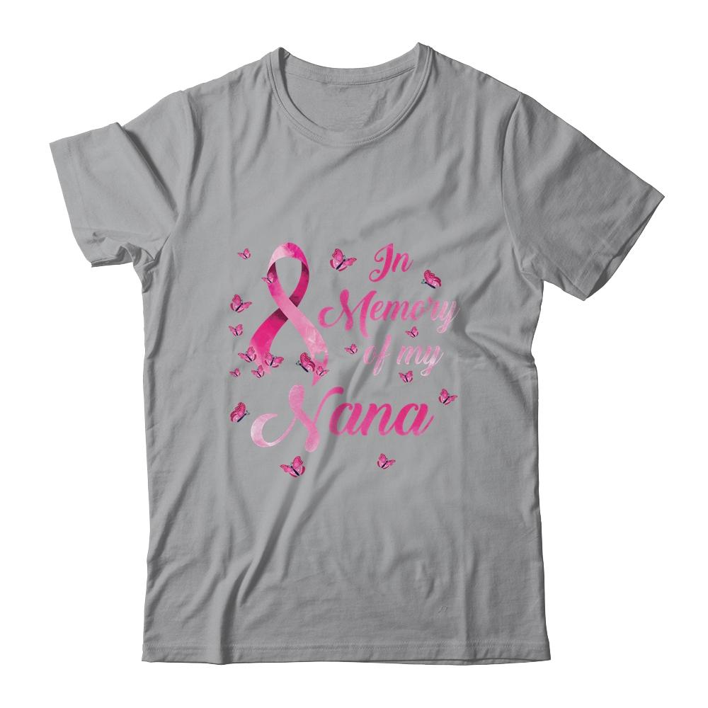 In Memory Of My Nana Butterfly Breast Cancer Awareness-T-Shirt & Hoodie-Classic T-Shirt-Sport Grey