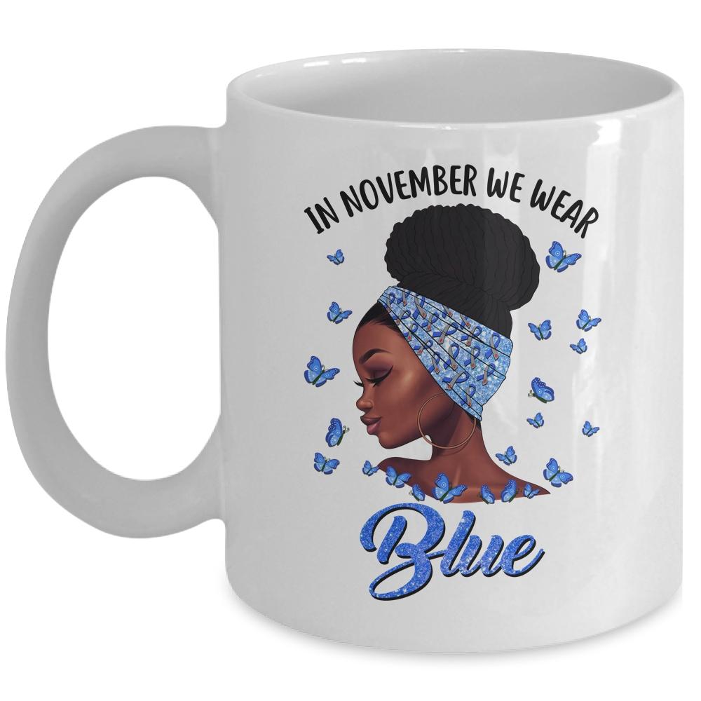 In November We Wear Blue Black Woman Diabetes Awareness African Mug-Coffee Mug-Mug-White