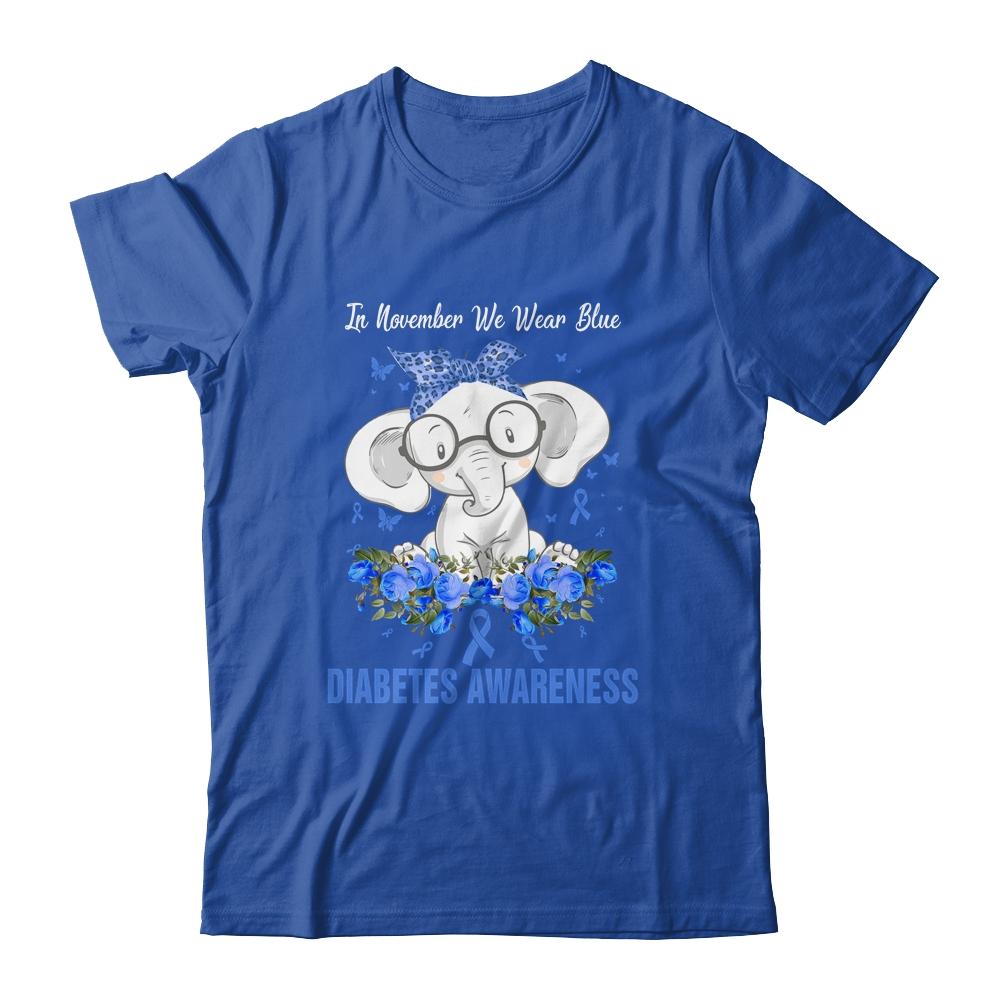 In November We Wear Blue Elephant Diabetes Awareness-T-Shirt & Hoodie-Classic T-Shirt-Royal