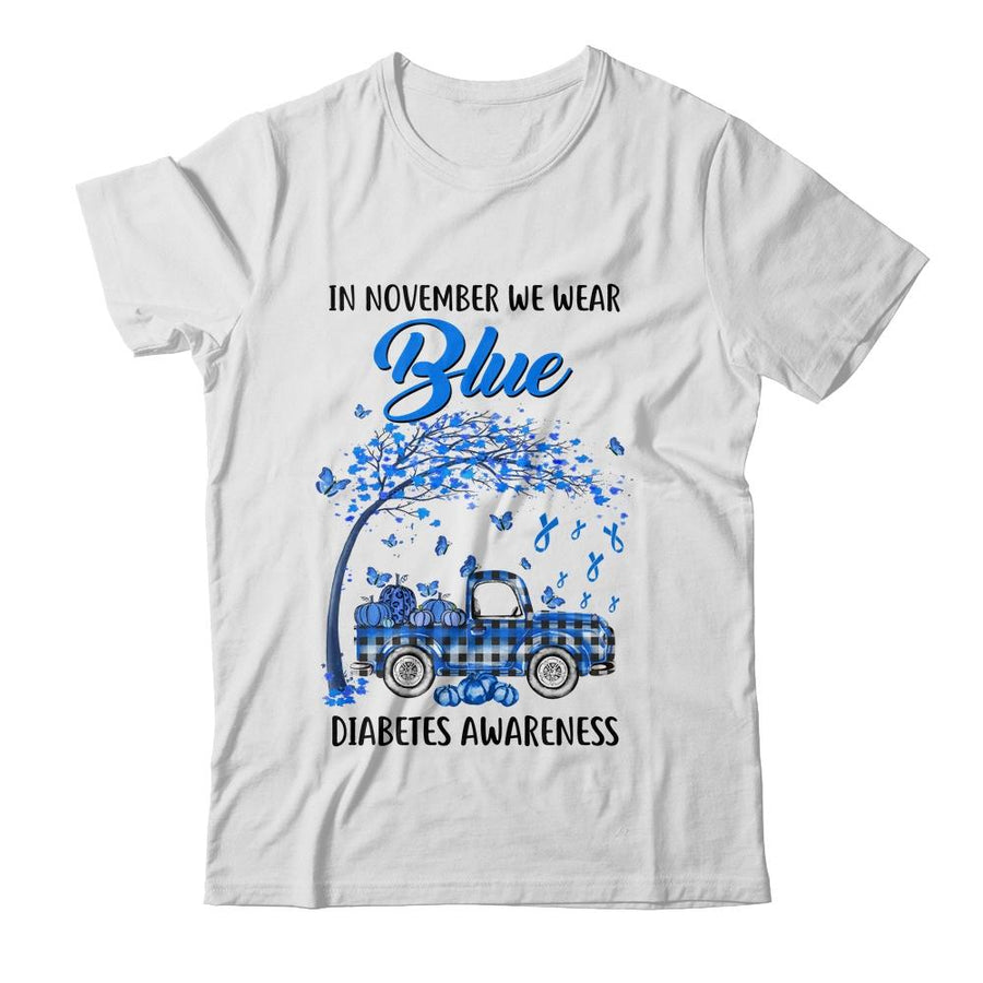 In November We Wear Blue Truck Diabetes Awareness-T-Shirt & Hoodie-Classic T-Shirt-White
