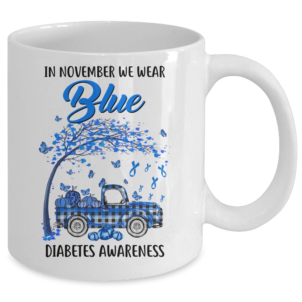 In November We Wear Blue Truck Diabetes Awareness Mug-Coffee Mug-Mug-White