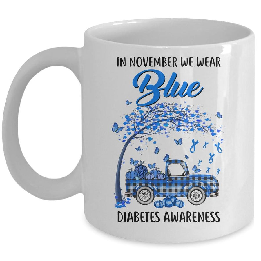 In November We Wear Blue Truck Diabetes Awareness Mug-Coffee Mug-Mug-White
