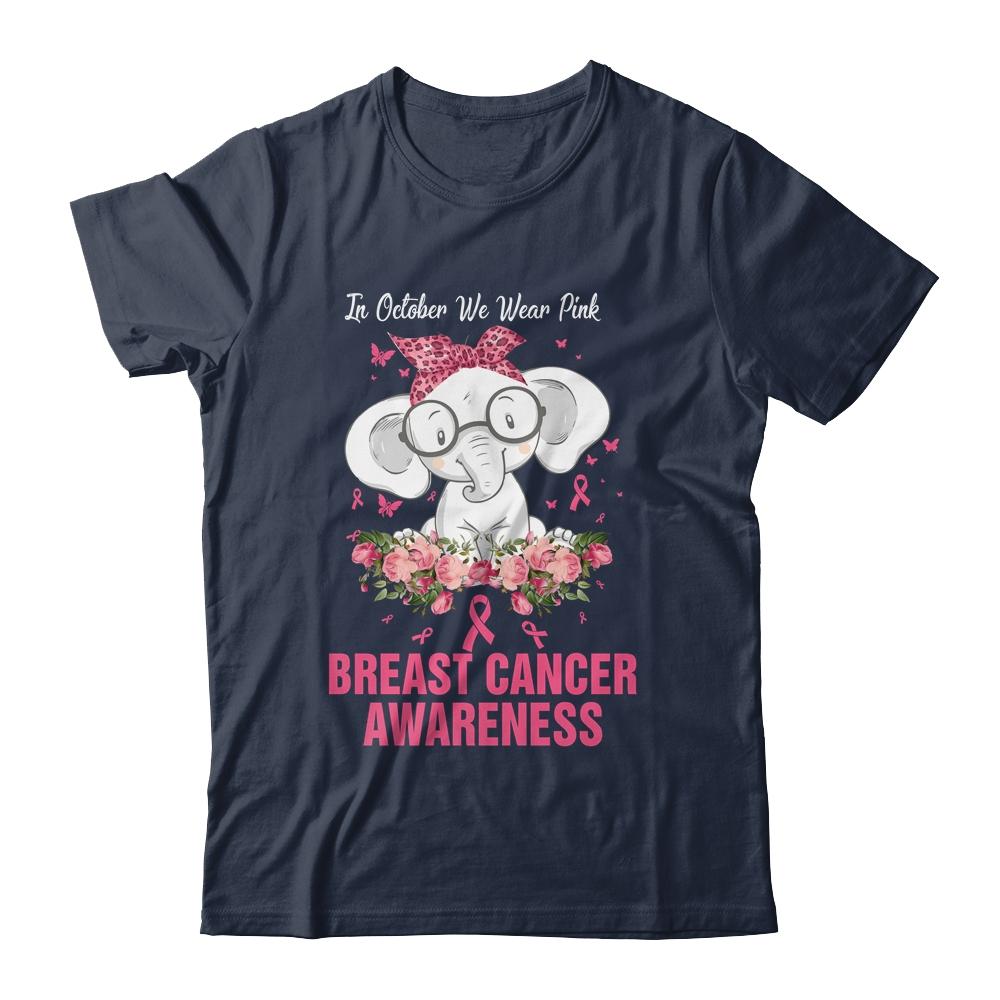 In October We Wear Pink Elephant Breast Cancer Awareness-T-Shirt & Hoodie-Classic T-Shirt-Navy