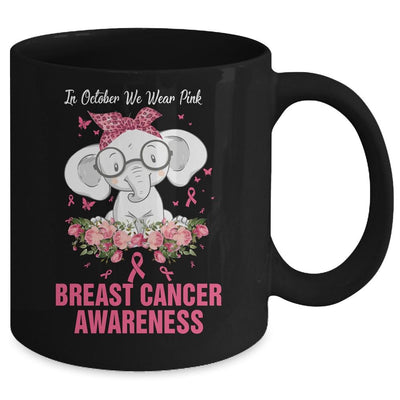 In October We Wear Pink Elephant Breast Cancer Awareness Mug-Coffee Mug-Mug-Black