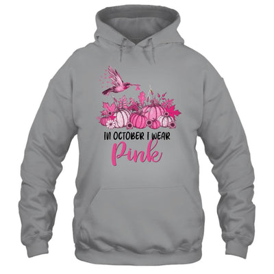 In October I Wear Pink Hummingbird Breast Cancer Awareness-T-Shirt & Hoodie-Pullover Hoodie-Sport Grey